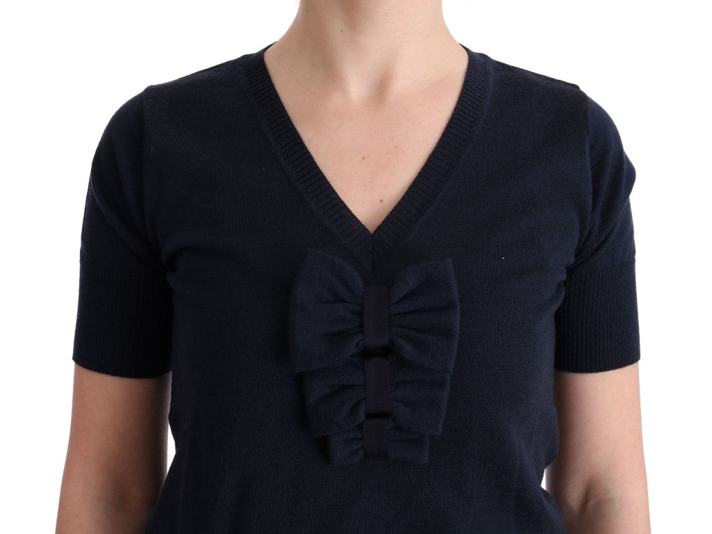 Elegant Blue Wool Top - Chic Everyday Elegance - ventzia