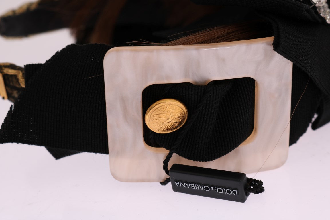 Crystal-Embellished Gold Brown Diadem Headband - ventzia