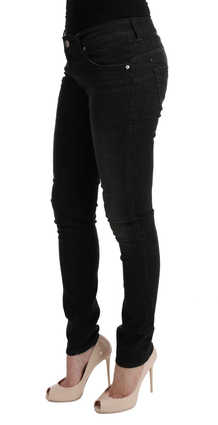 Chic Slim Fit Black Cotton Jeans - ventzia