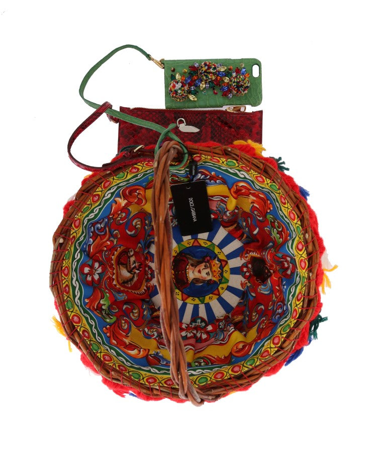 Elegant Beige Straw & Exotic Skins Pom Pom Tote - ventzia