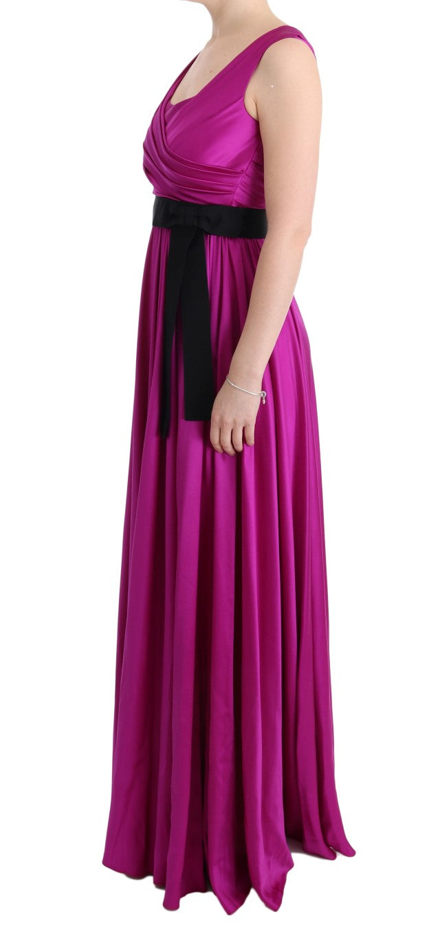 Elegant Pink Silk Gown Dress - ventzia