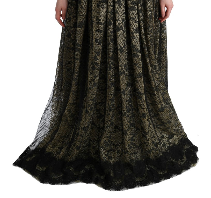 Sunflower Lace Crystal Maxi Shift Dress - ventzia