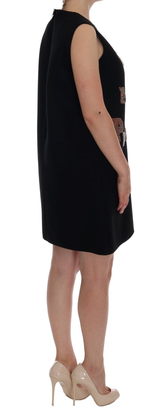 Black Wool Crystal Princess Dress - ventzia