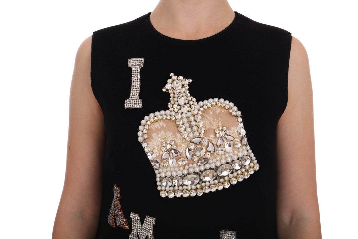 Black Wool Crystal Princess Dress - ventzia