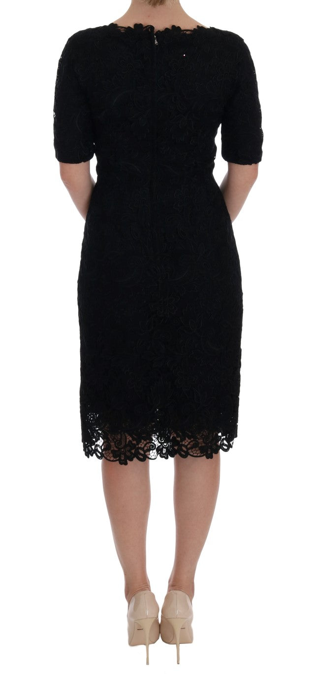 Elegant Black Knee-Length Sheath Dress - ventzia