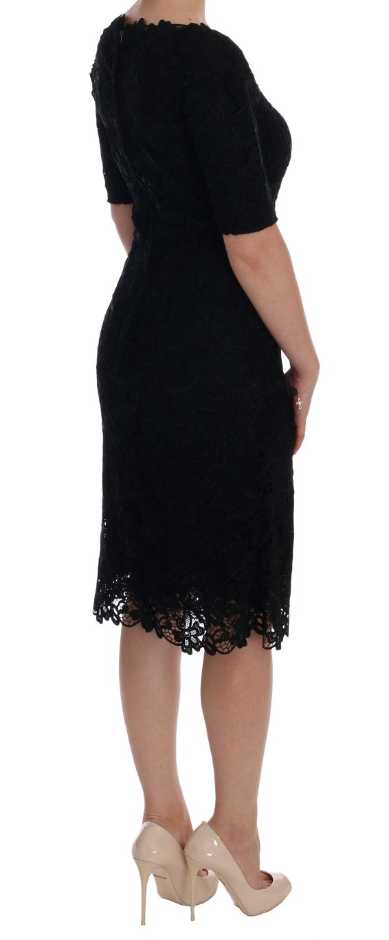 Elegant Black Knee-Length Sheath Dress - ventzia