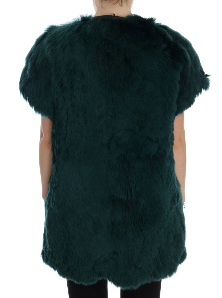 Exquisite Green Alpaca Fur Long Vest - ventzia