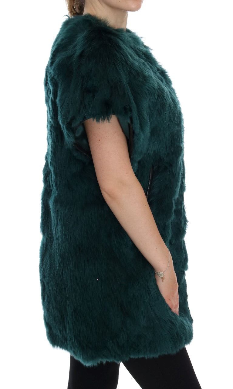 Exquisite Green Alpaca Fur Long Vest - ventzia