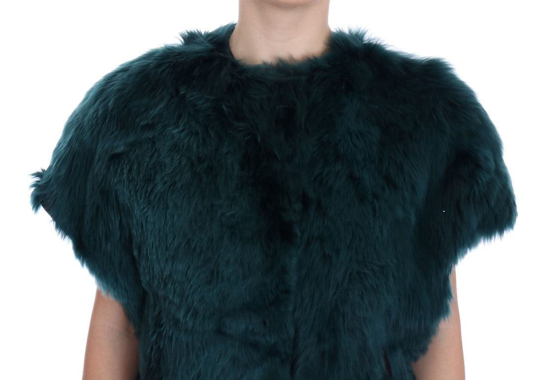 Exquisite Green Alpaca Fur Long Vest - ventzia