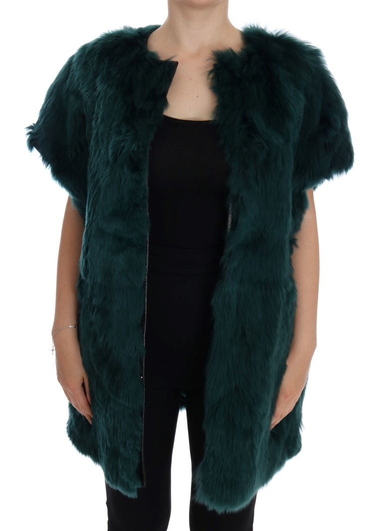Exquisite Green Alpaca Fur Long Vest - ventzia