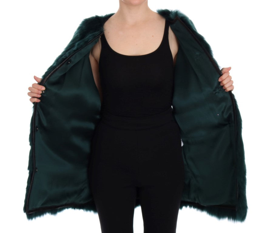 Exquisite Green Alpaca Fur Long Vest - ventzia