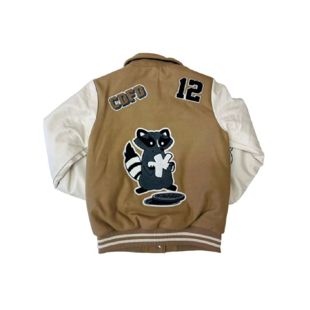 Chic Cotton and Faux Leather Bomber Jacket - ventzia