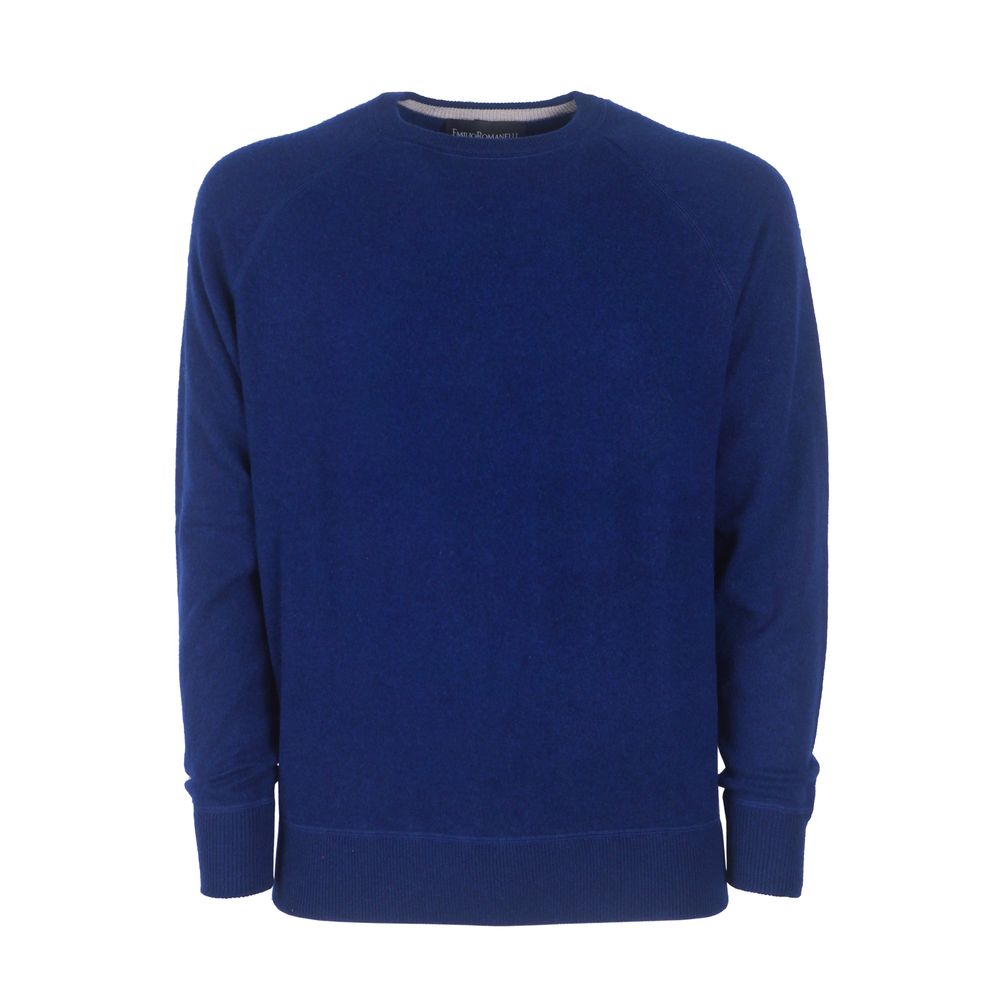 Blue Cashmere Men Sweater - ventzia