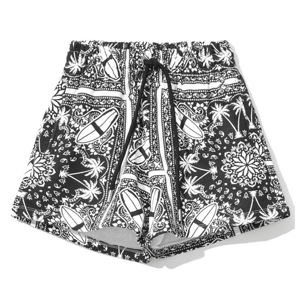 Chic Monochrome Palms Cotton Shorts - ventzia