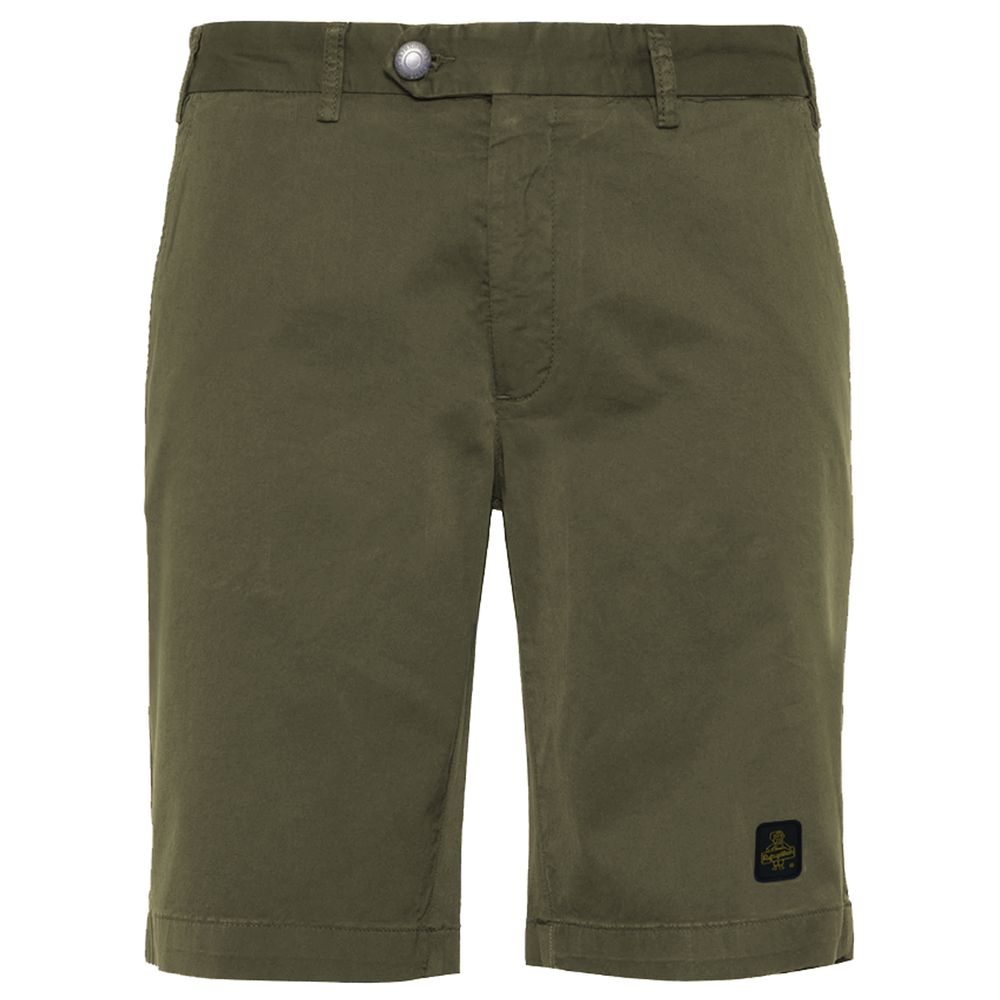 Elegant Beige Bermuda Shorts with Logo Patch - ventzia