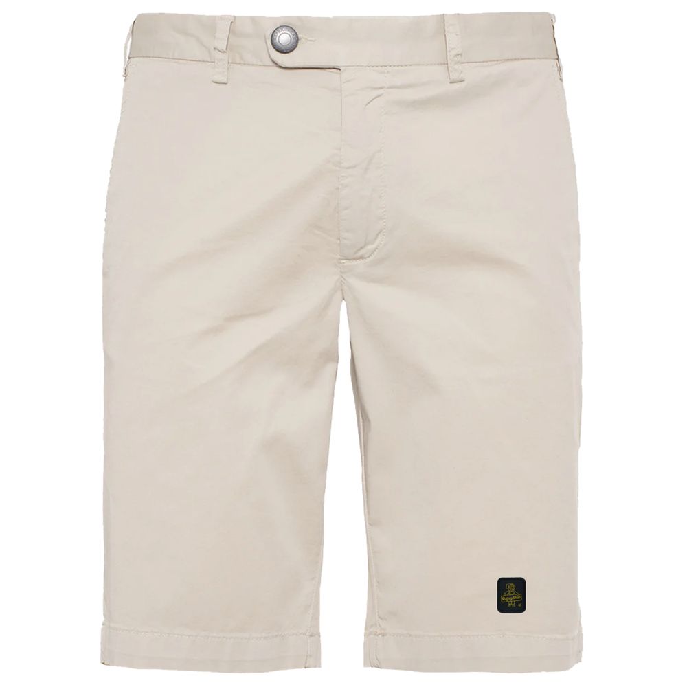 Elegant Beige Bermuda Shorts with Logo Patch - ventzia