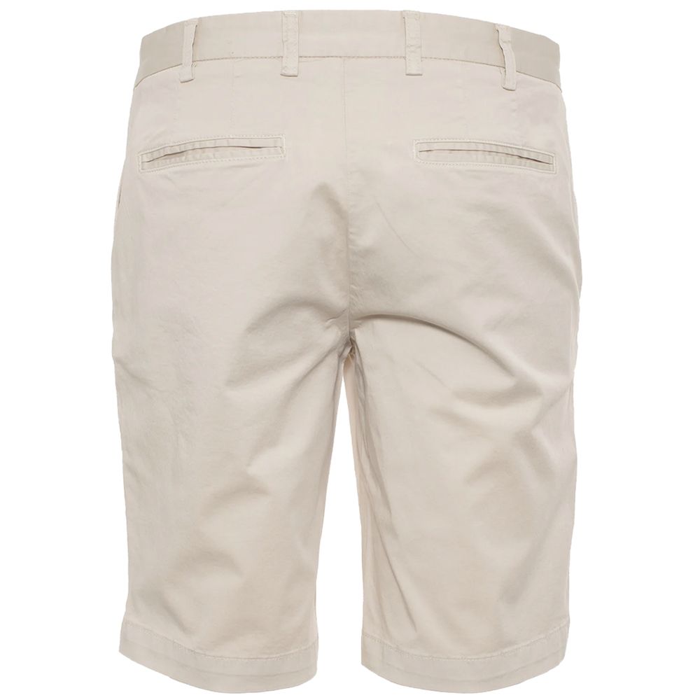 Elegant Beige Bermuda Shorts with Logo Patch - ventzia