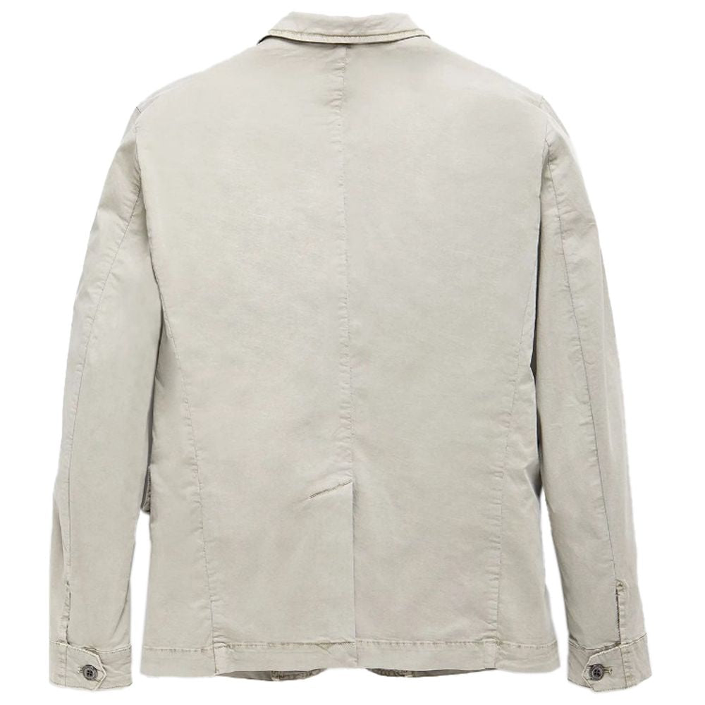 Sleek Beige Four-Pocket Cotton Jacket - ventzia