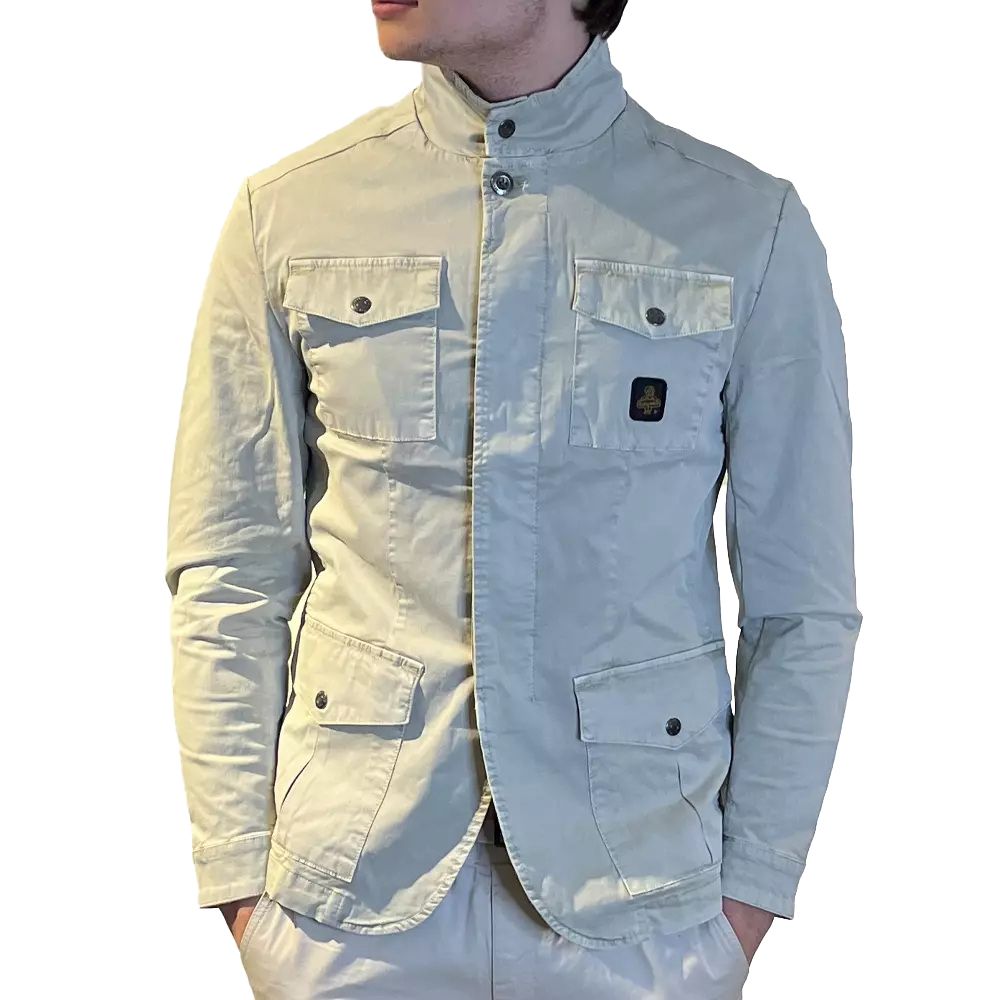 Sleek Beige Four-Pocket Cotton Jacket - ventzia