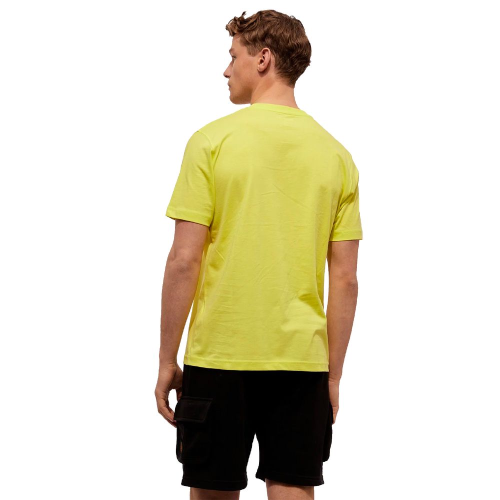 Embossed Logo Cotton T-Shirt in Yellow - ventzia