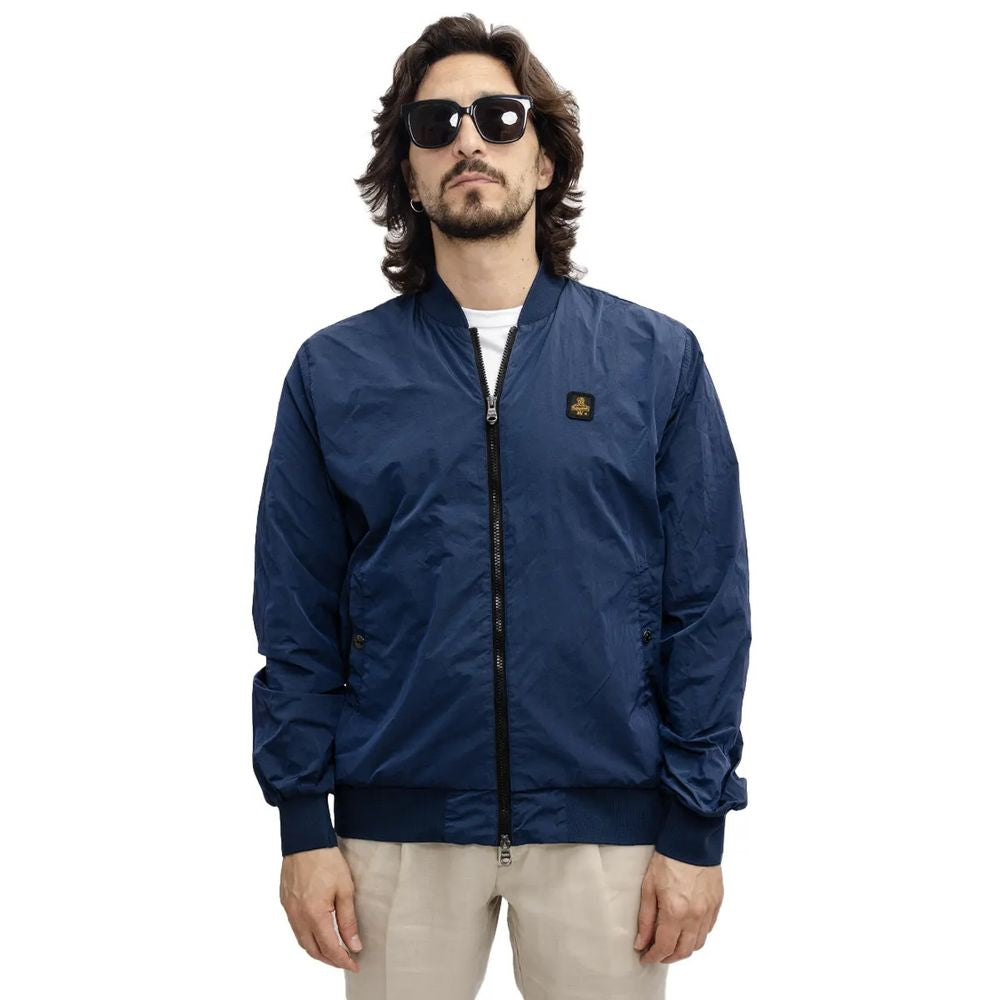 Elevated Casual Blue Bomber Jacket - ventzia