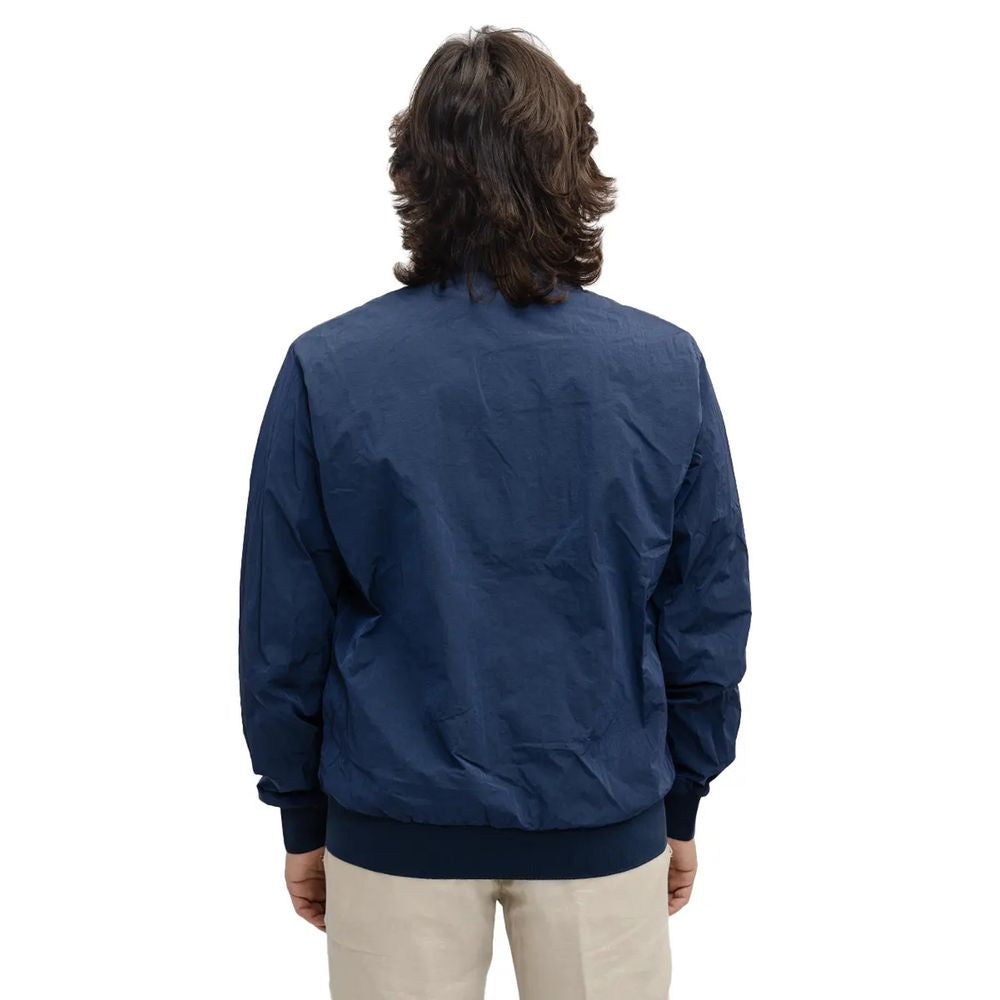 Elevated Casual Blue Bomber Jacket - ventzia