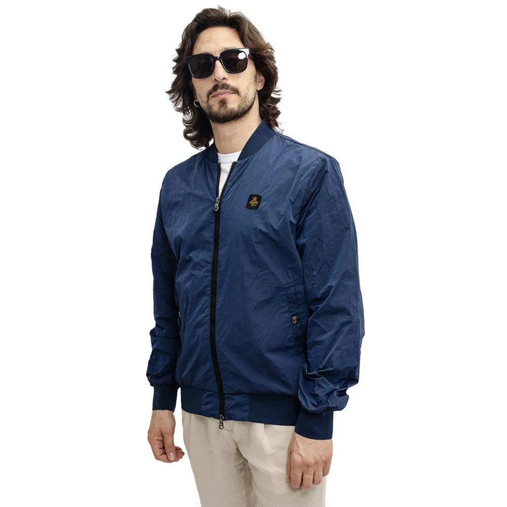 Elevated Casual Blue Bomber Jacket - ventzia