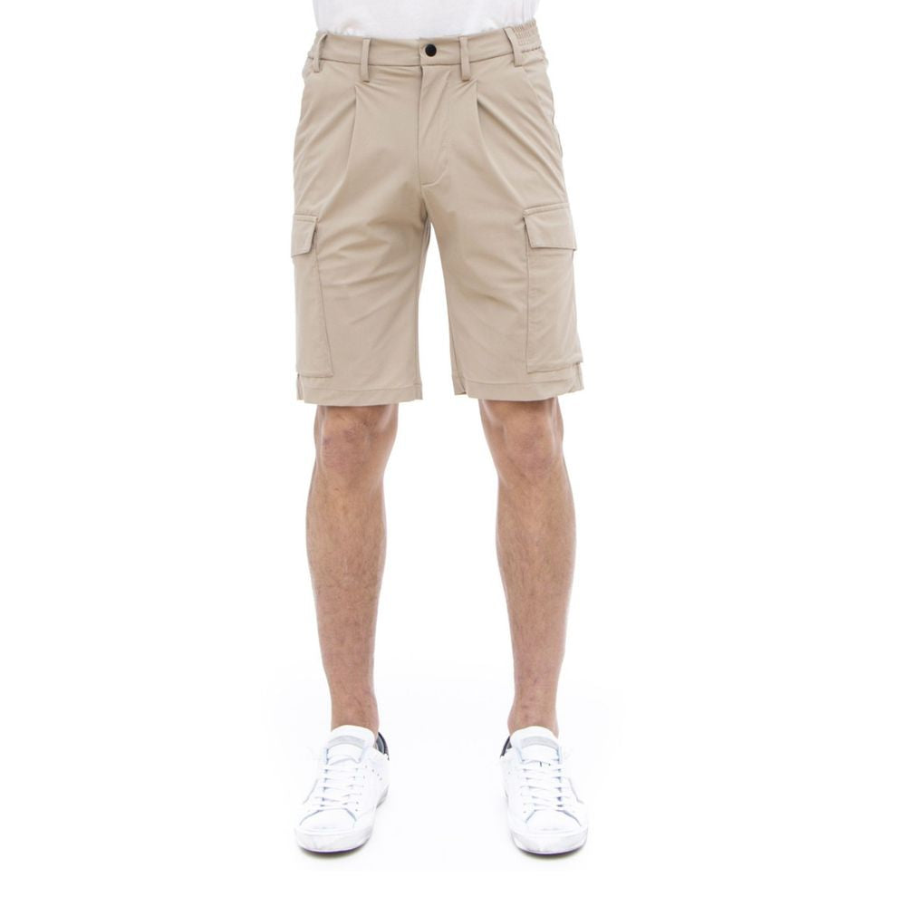 Beige Stretch Bermuda Cargo Shorts - ventzia