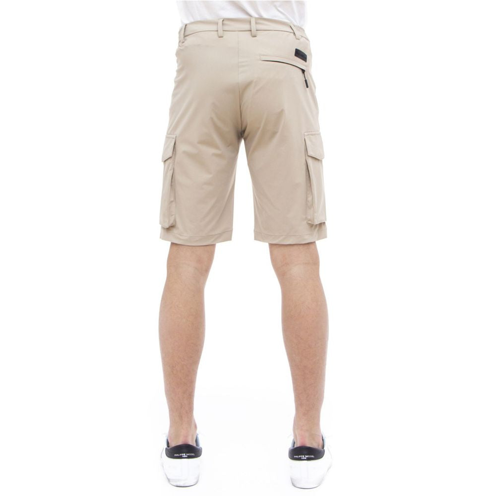 Beige Stretch Bermuda Cargo Shorts - ventzia