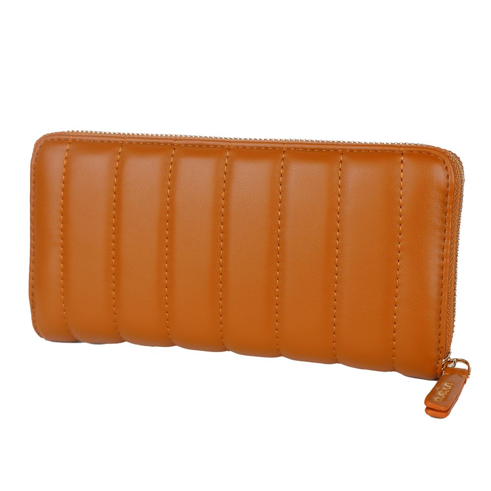 Chic Quilted Faux Leather Wallet in Brown - ventzia