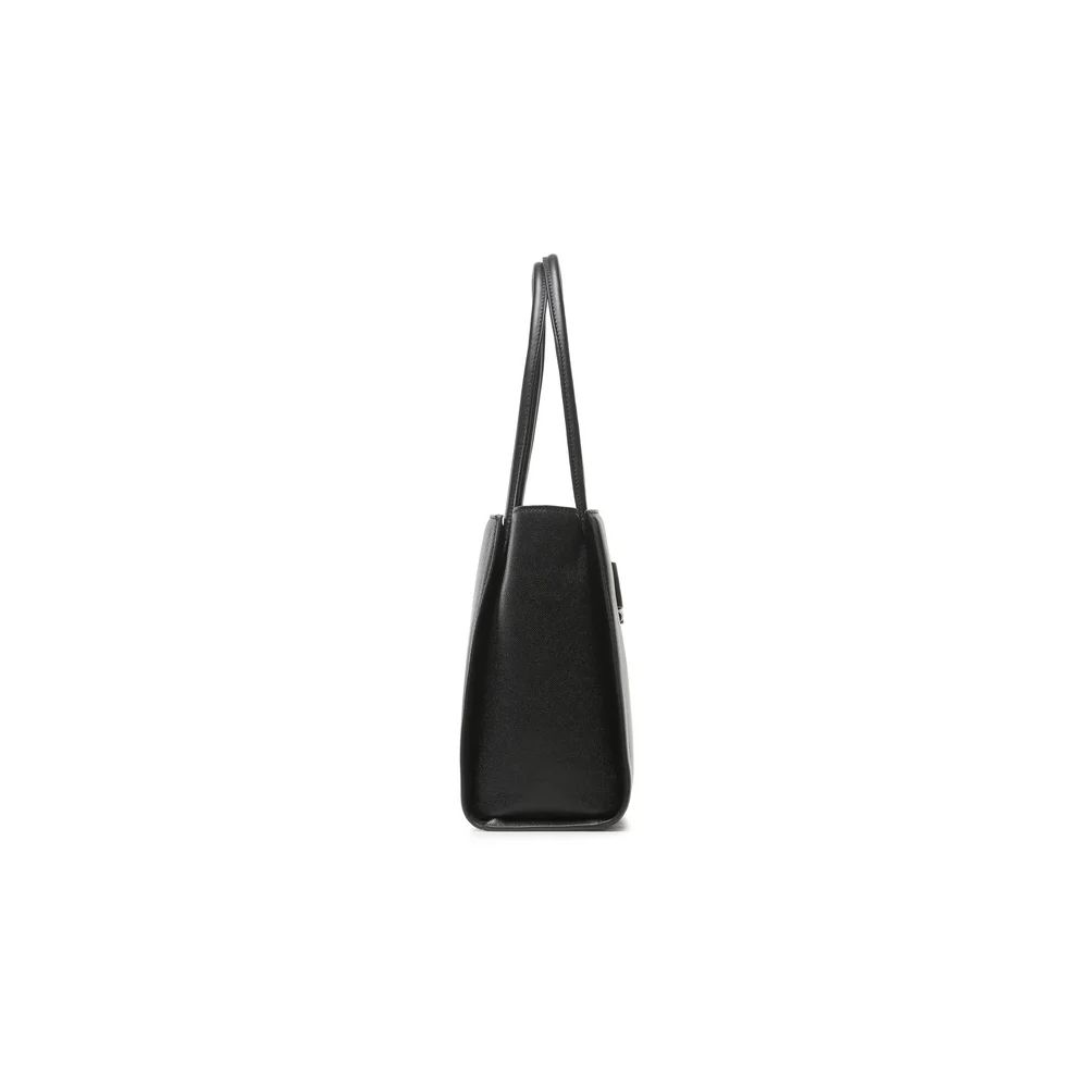 Chic Ebony Tote with Silver Logo Accent - ventzia
