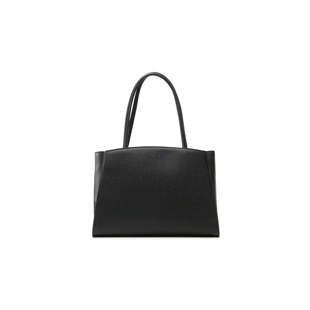 Chic Ebony Tote with Silver Logo Accent - ventzia