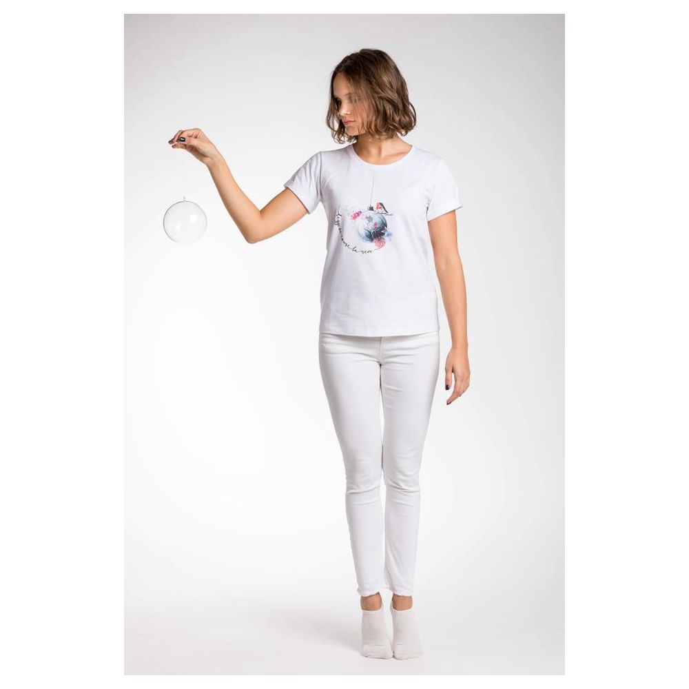Chic White Stretch Viscose Tee - ventzia
