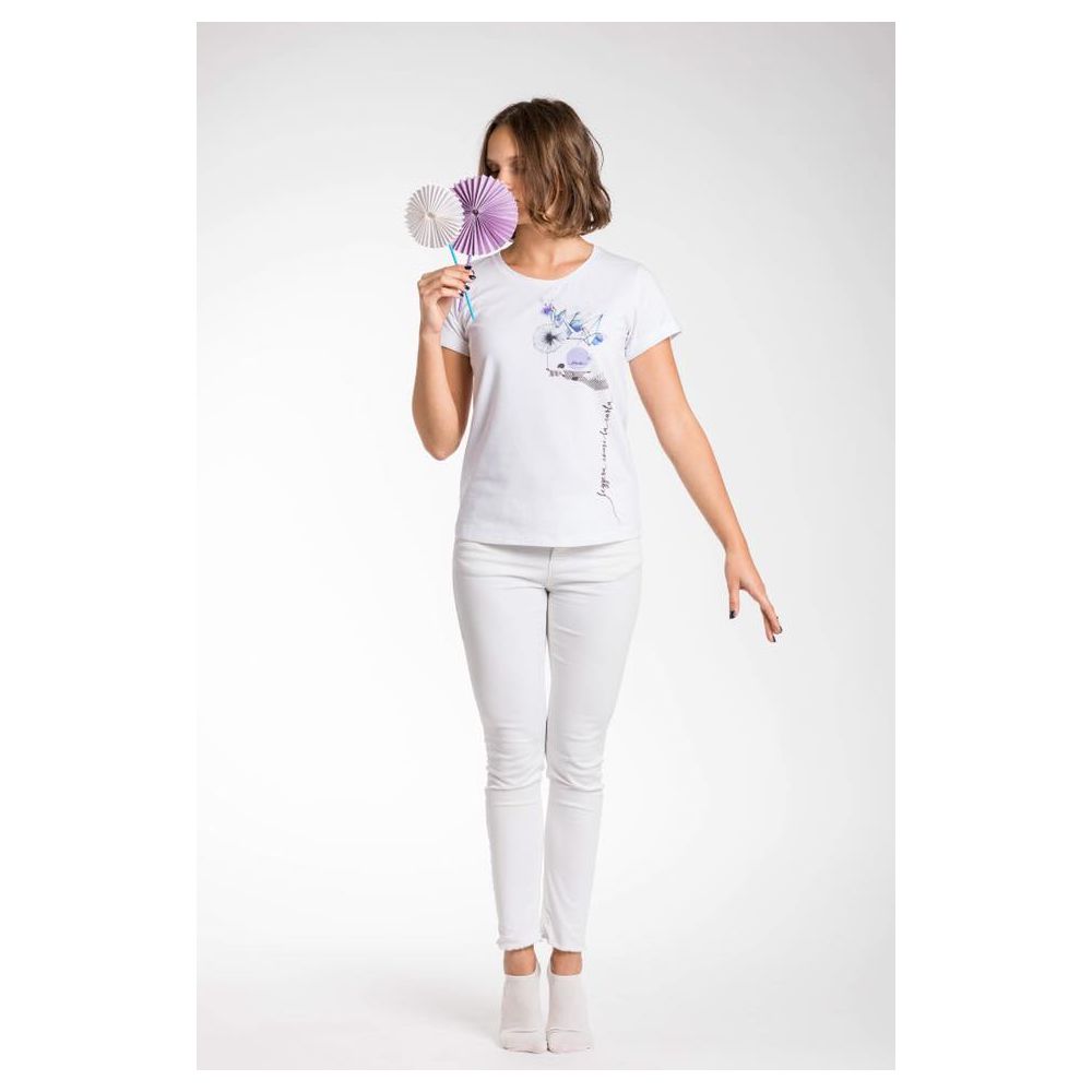 Elegant White Stretch Viscose Tee - ventzia