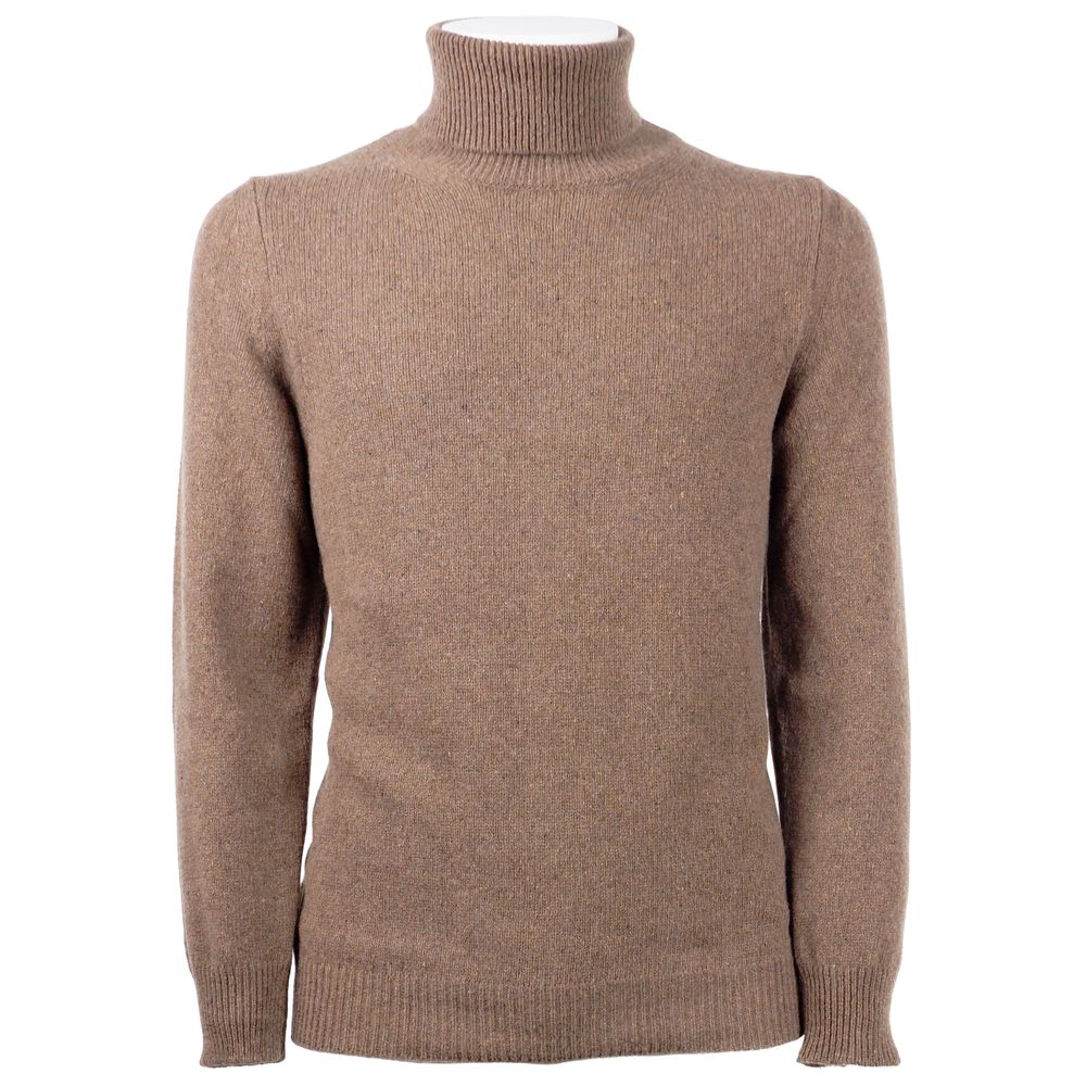 Brown Cashmere Men Sweater - ventzia