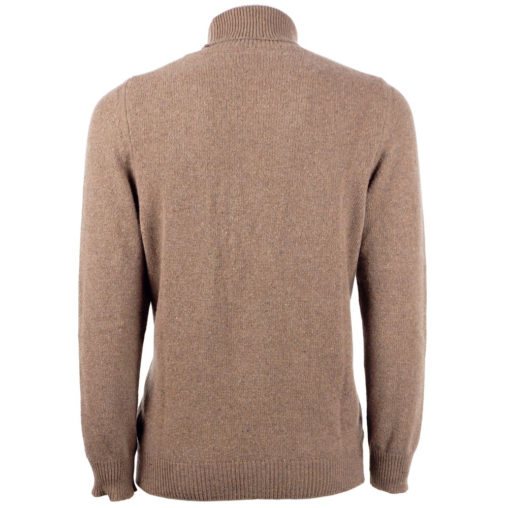 Brown Cashmere Men Sweater - ventzia