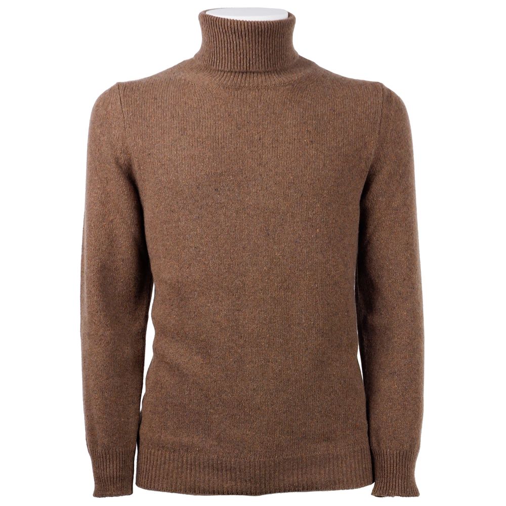 Brown Cashmere Men Sweater - ventzia