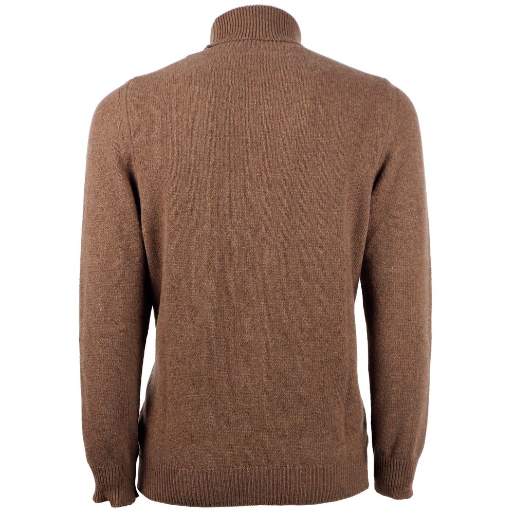Brown Cashmere Men Sweater - ventzia