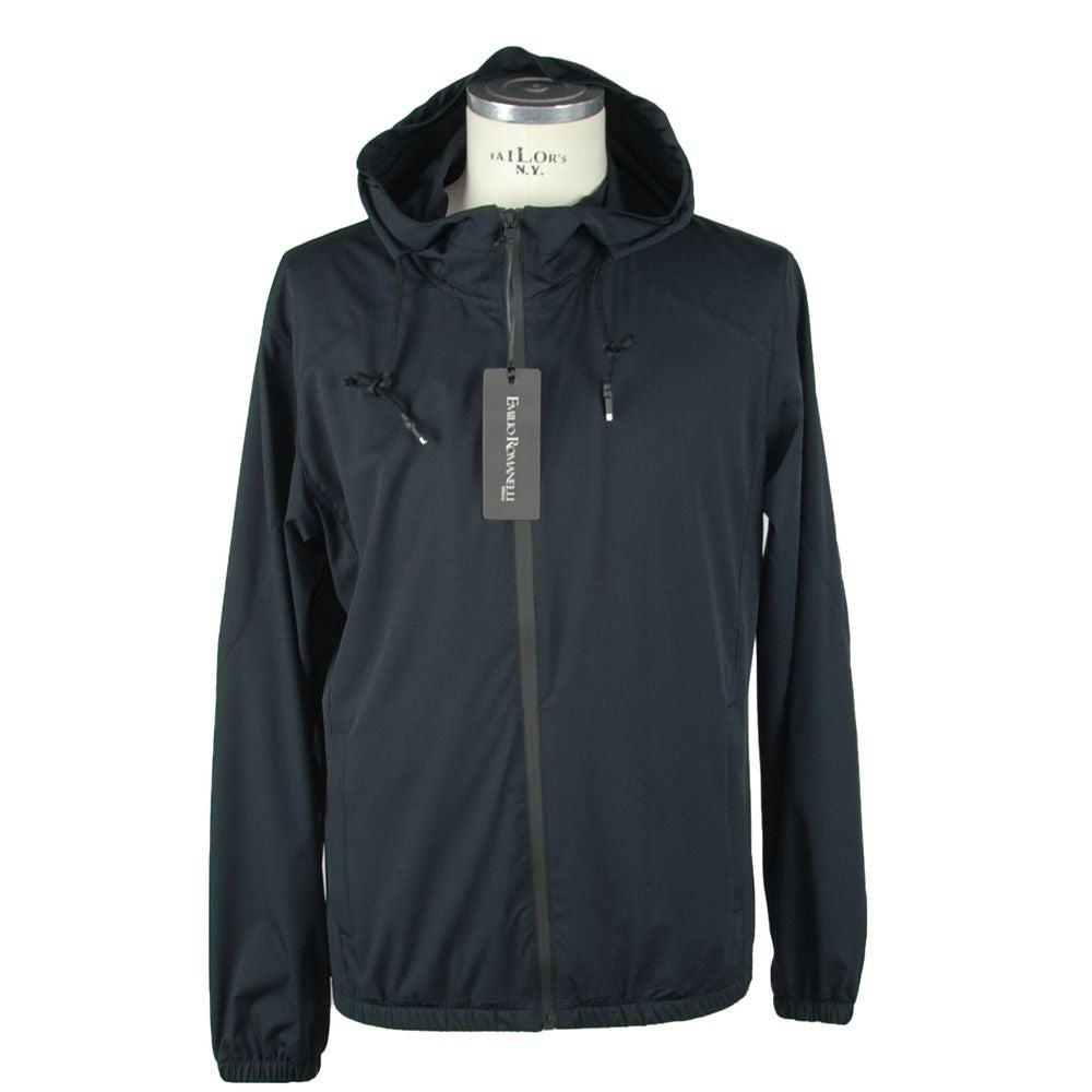 Sleek Hooded Full Zip Jacket in Black - ventzia