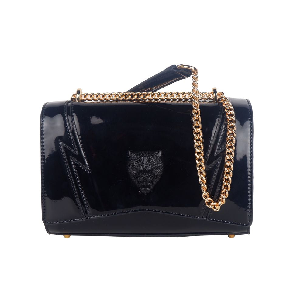 Chic Patent Effect Chain Shoulder Bag - ventzia