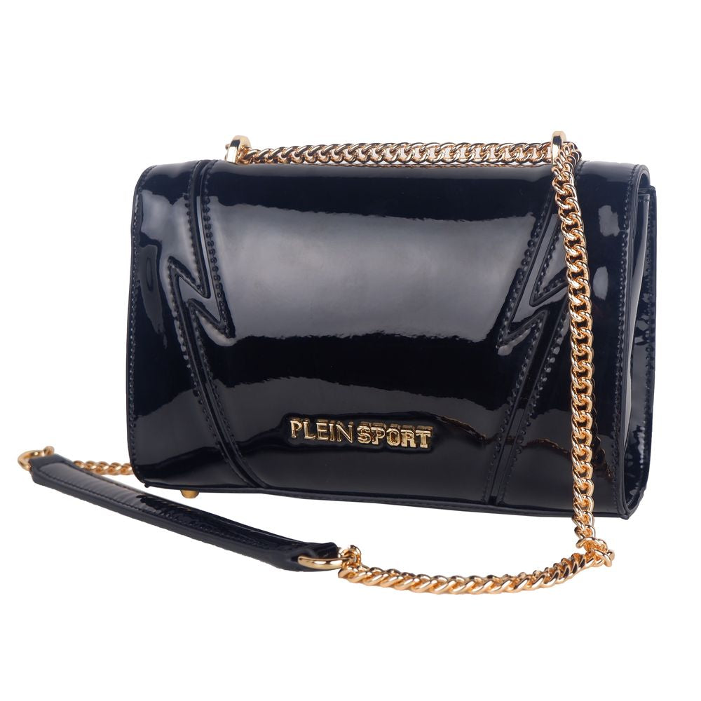 Chic Patent Effect Chain Shoulder Bag - ventzia