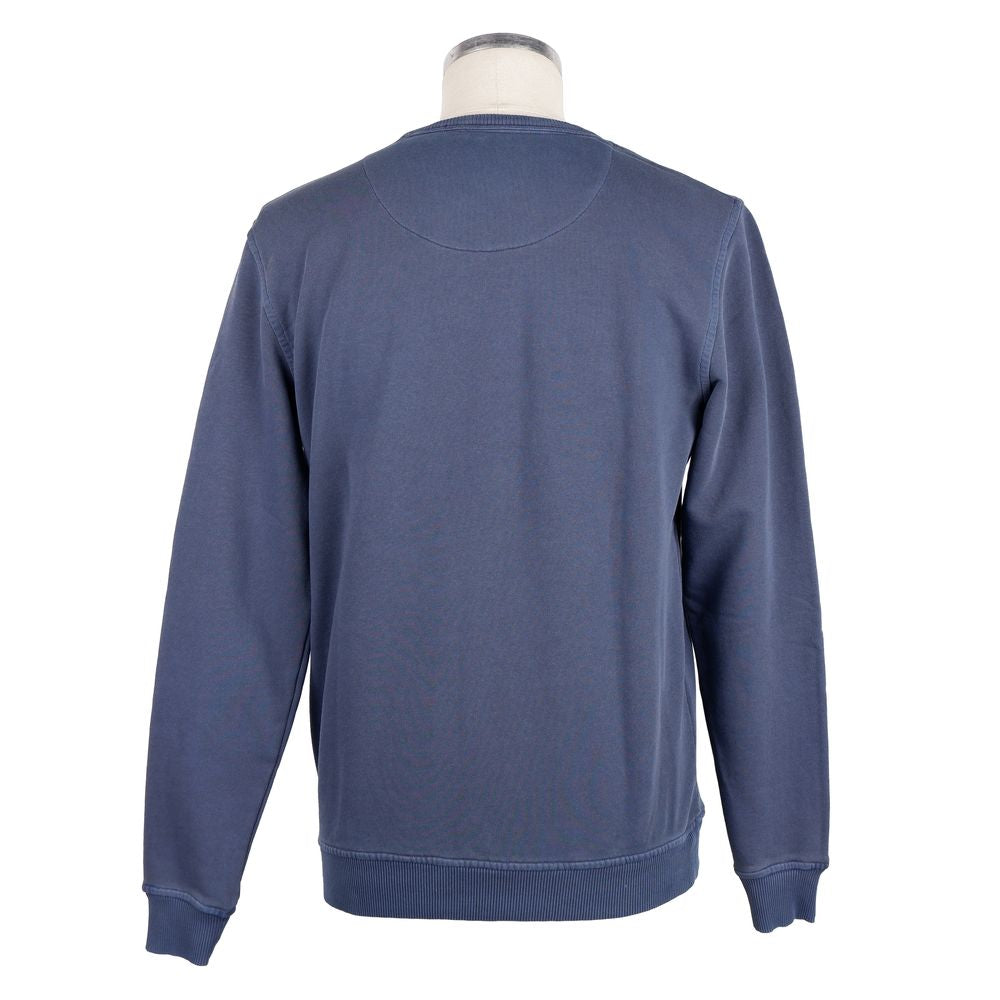 Blue Cotton Men Sweater with Chest Pocket - ventzia