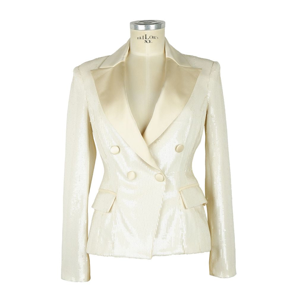 White Polyester Women Blazer - ventzia