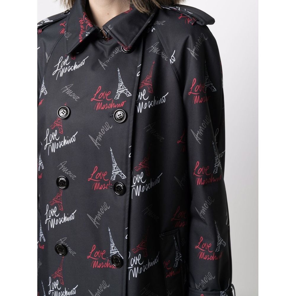 Black Polyester Women Coat - ventzia