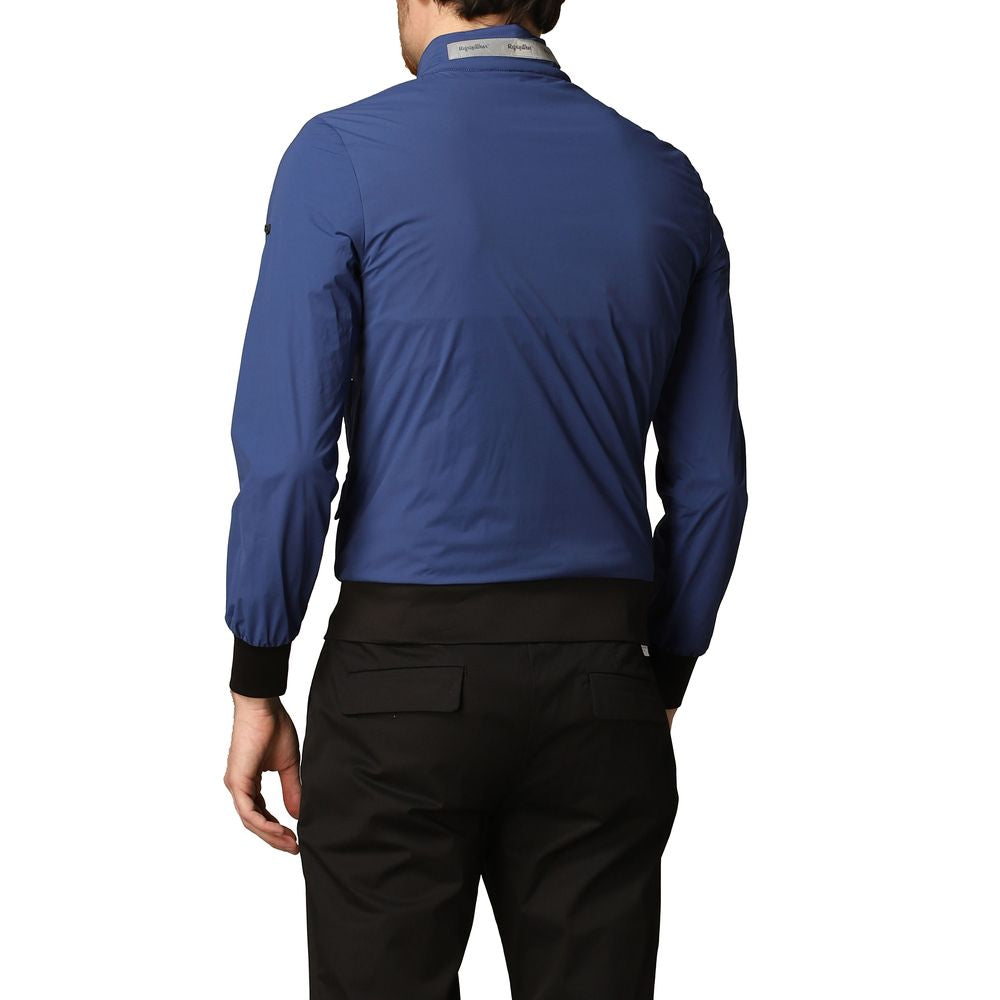 Elegant Blue Bielastic Bomber Jacket - ventzia