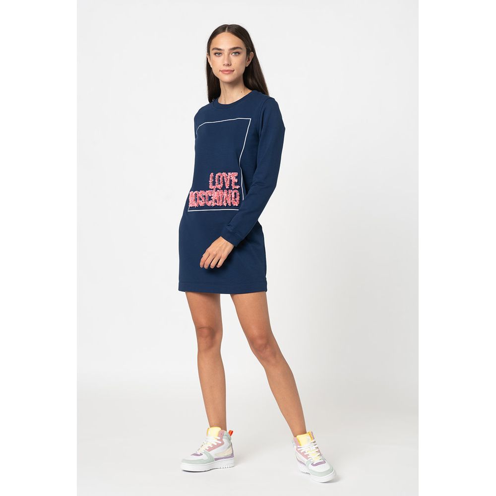 Blue Cotton Women Dress - ventzia