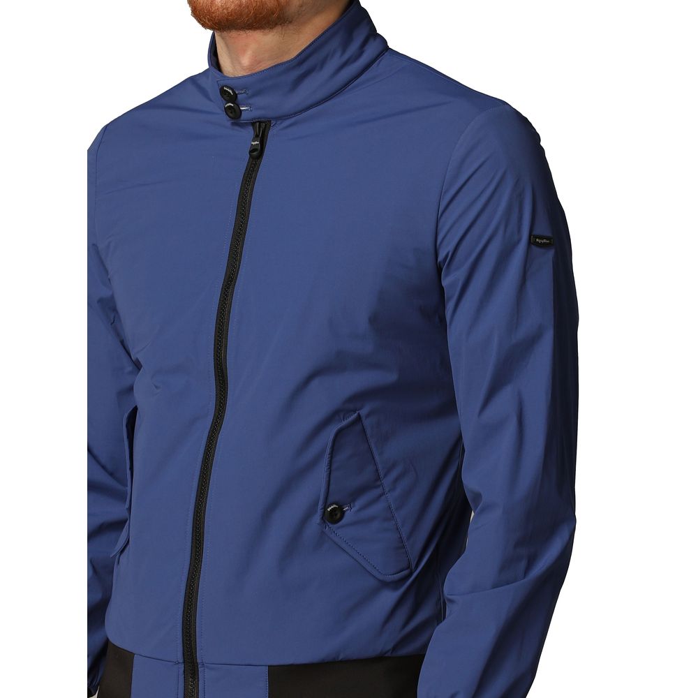 Elegant Blue Bielastic Bomber Jacket - ventzia