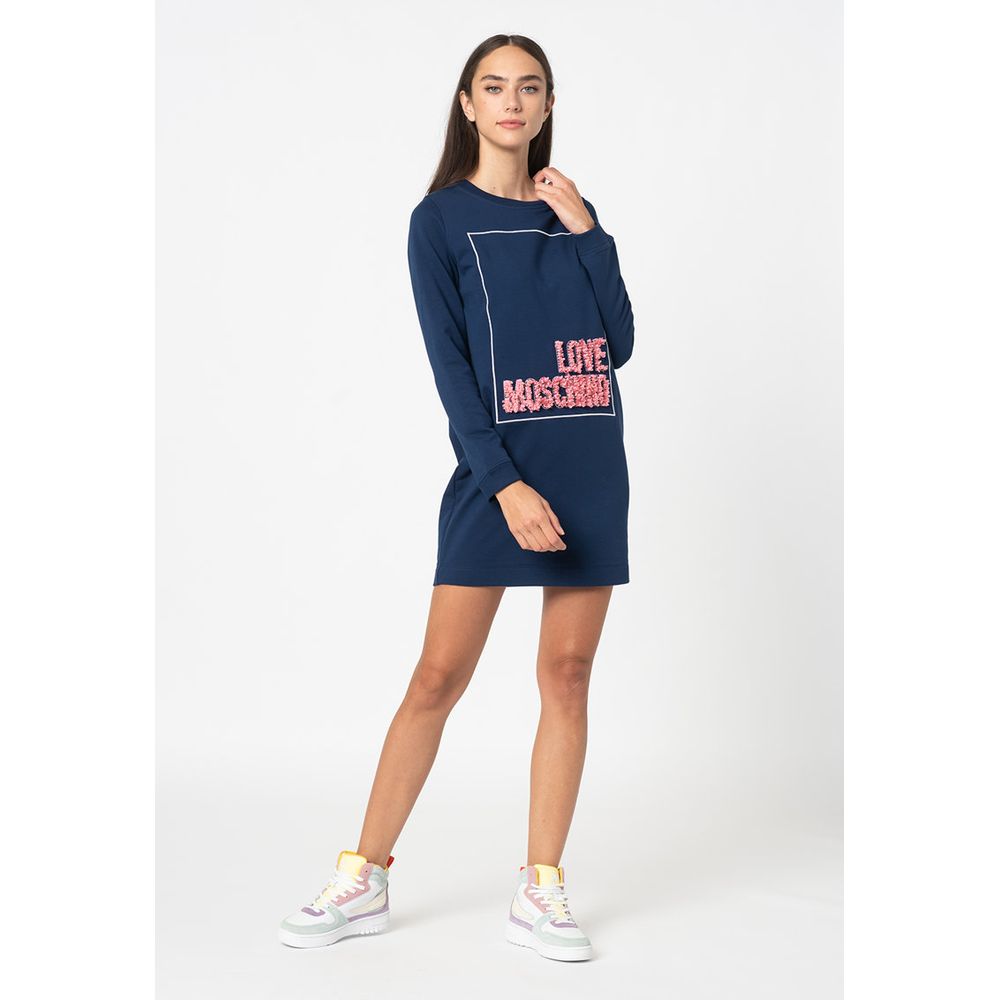 Blue Cotton Women Dress - ventzia