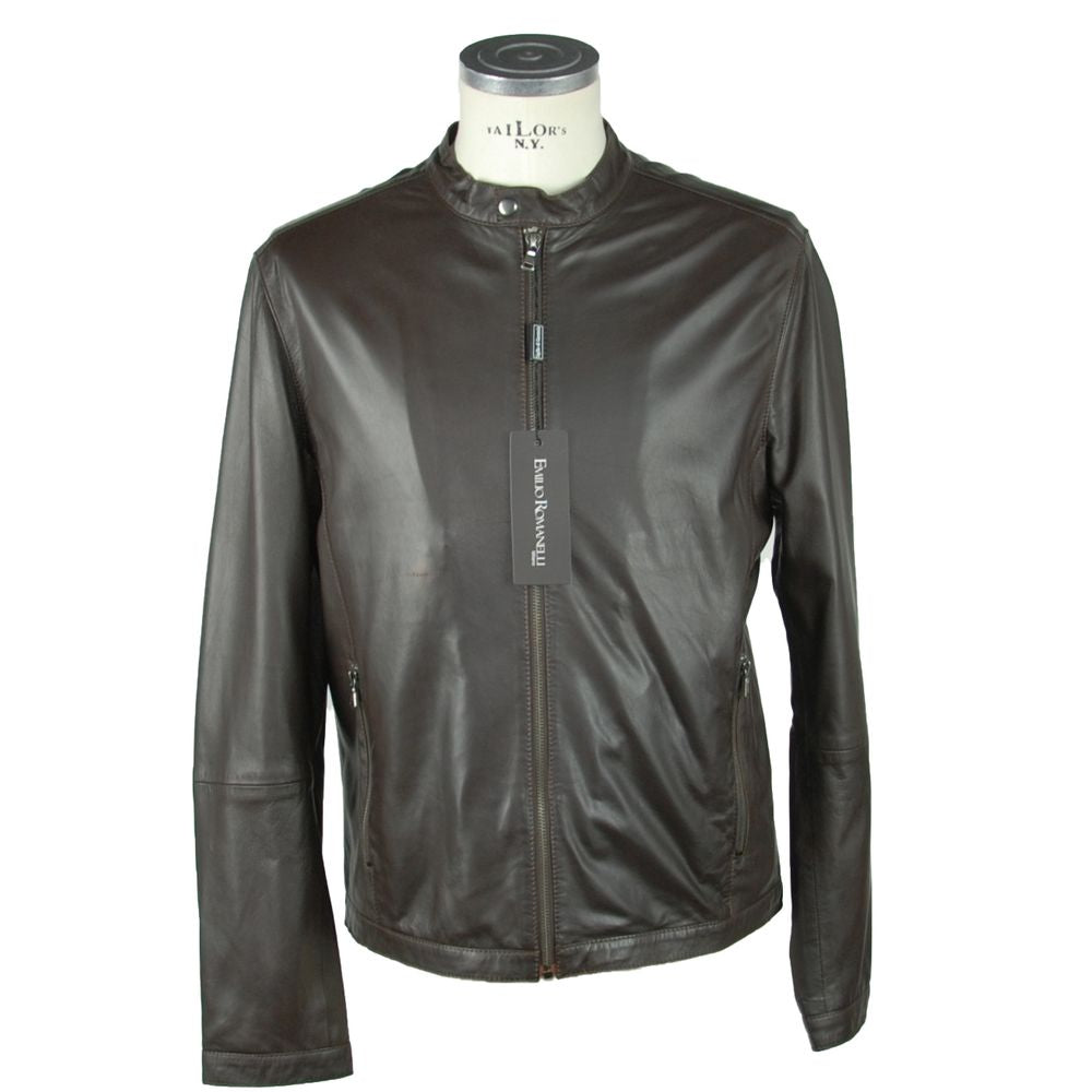 Emilio Romanelli Elegant Leather Jacket - ventzia