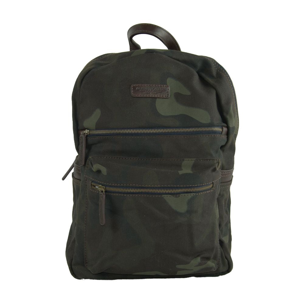Green Cotton Men Backpack - ventzia